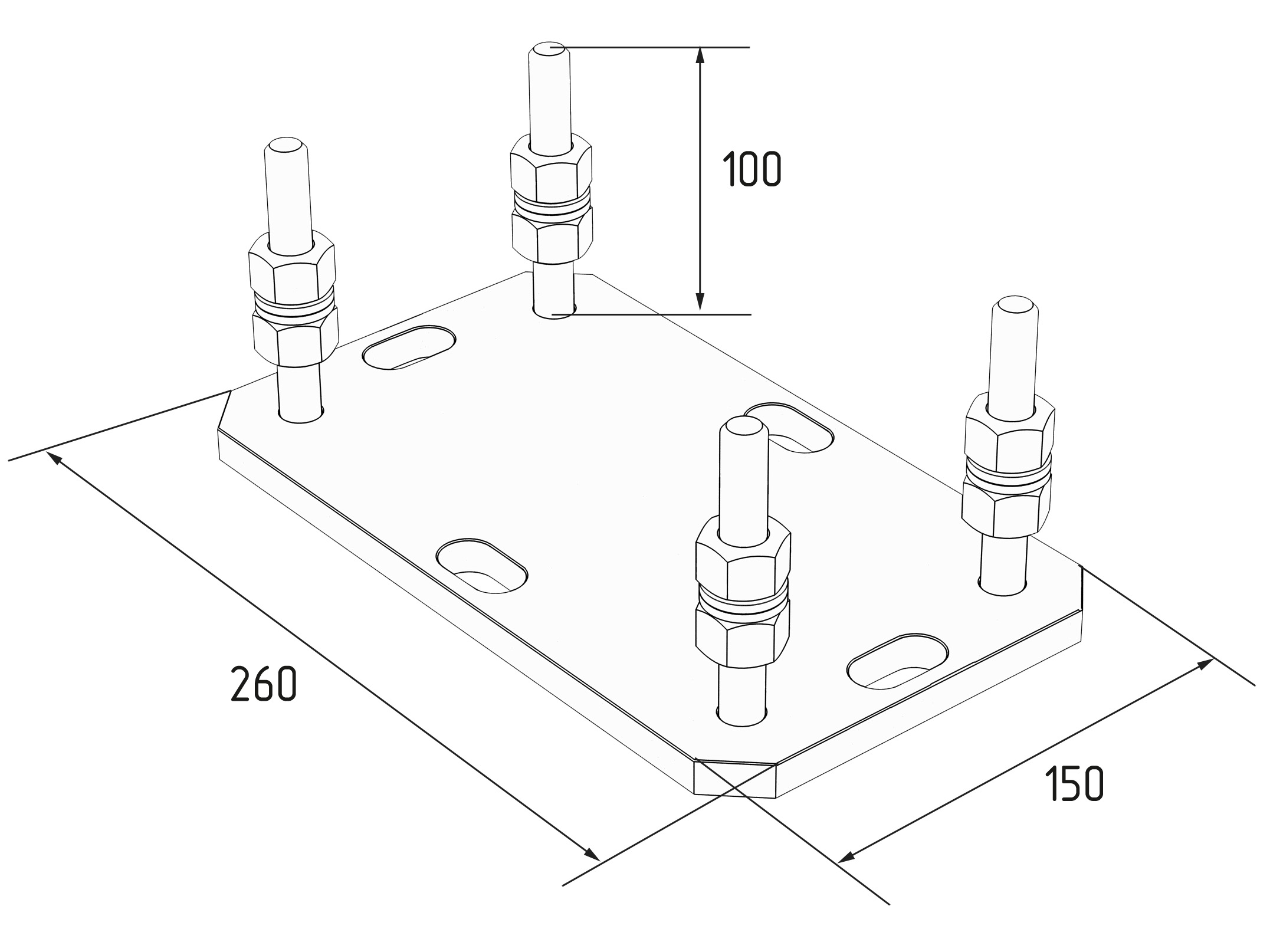 Подставка регулируемая роликовой опоры для балок 95х88х5 и 138х144х6 (DHS200307)