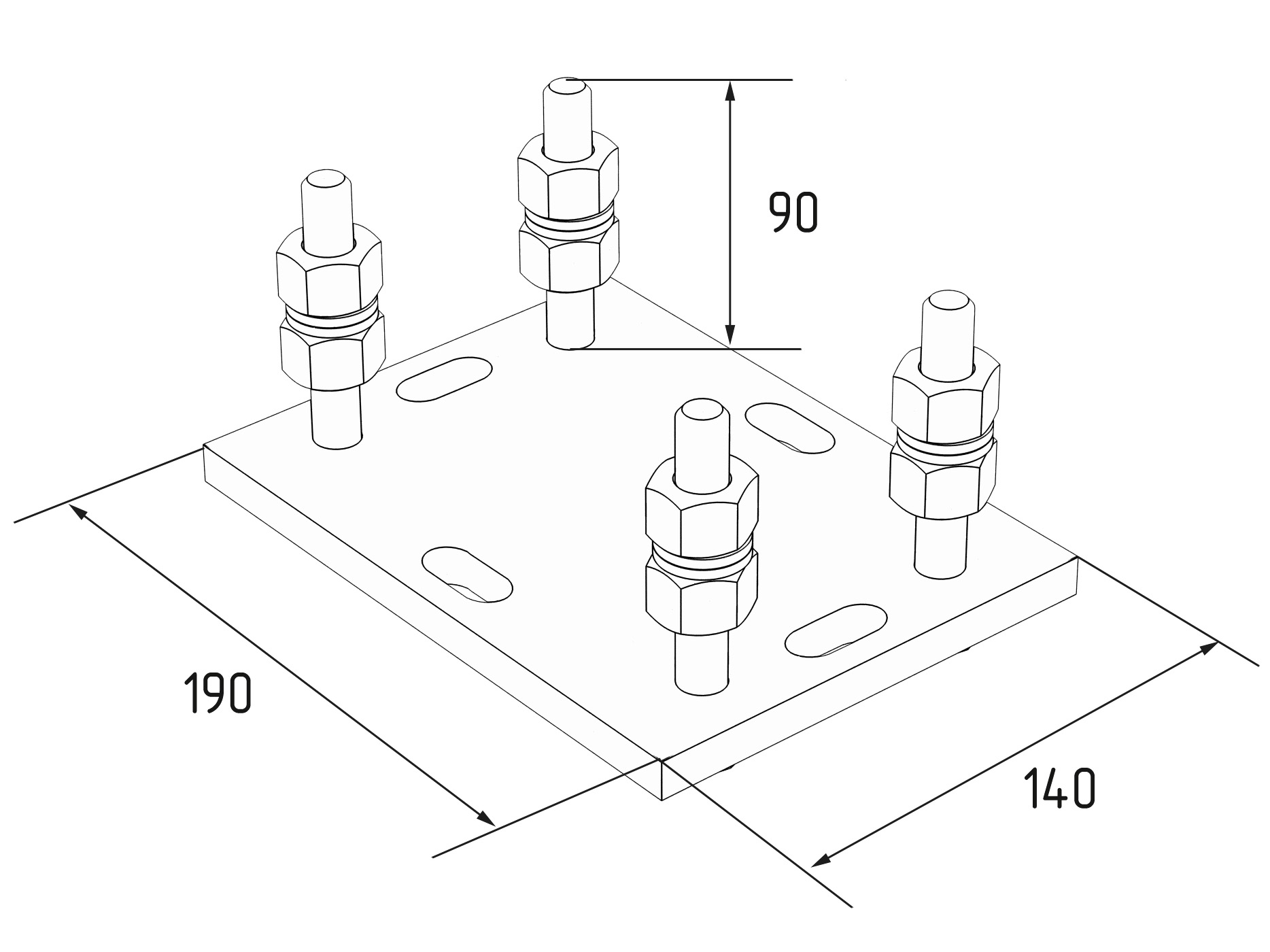 Подставка регулируемая роликовой опоры для балок 60х55х3 и 71х60х3,5 (DHS200308)