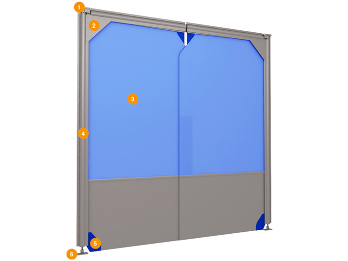Конструкция плёночных маятниковых дверей серии SSD DoorHan