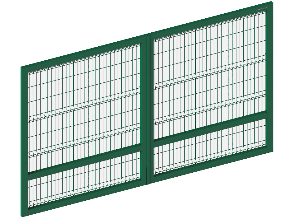 Базовая комплектация распашных ворот с заполнением сварной сеткой